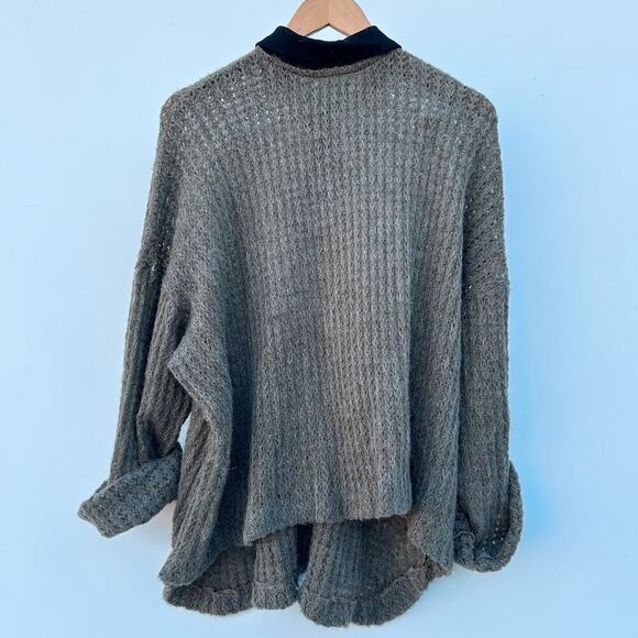 Vintage Todd Oldham Congovid Alpaca Wool Chunky Knit Sweater Brown Collar - Picture 2 of 9